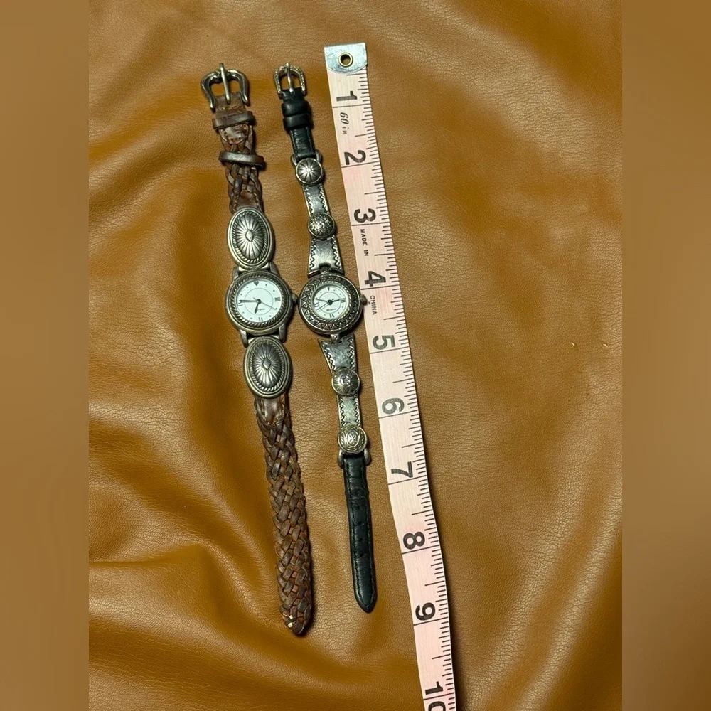 Vintage Brighton Silver and Brown Leather Watches